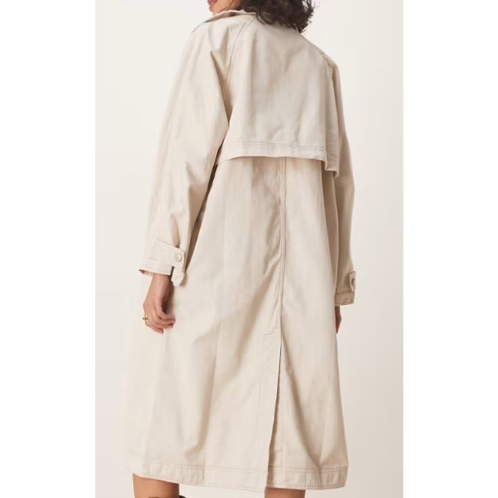 Free People We The Free Khaki Perry Military Duster Midi Trench Coat NWOT- S - Picture 6 of 14